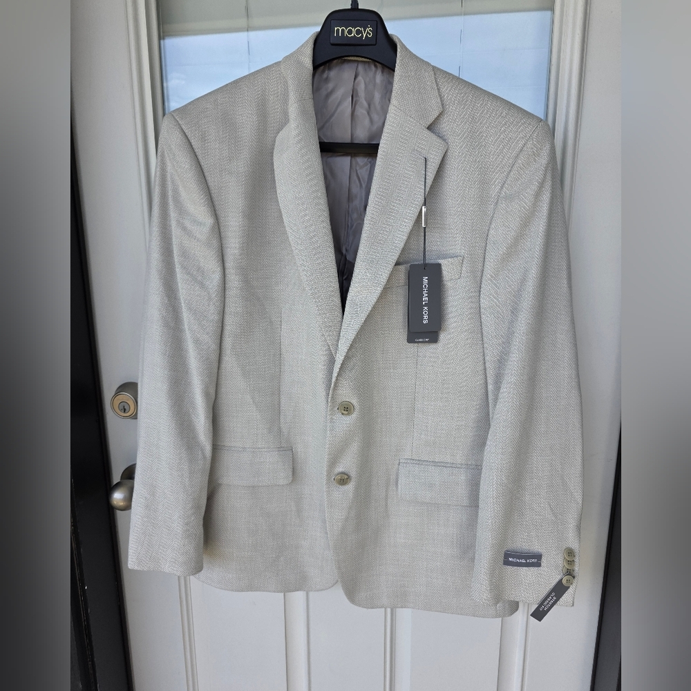 $295 Michael Kors Men Classic Fit Herringbone Woven Sport Coat Sz 42S NWT Career - Picture 4 of 14